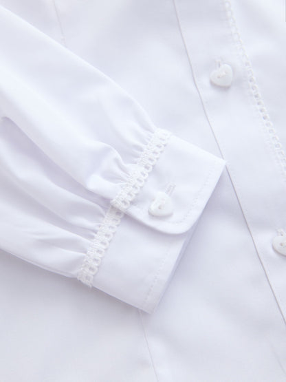 Dsiney Kidz - White 2 Pack Long Sleeve Lace Edge Collar School Shirts (3-14yrs) image 8
