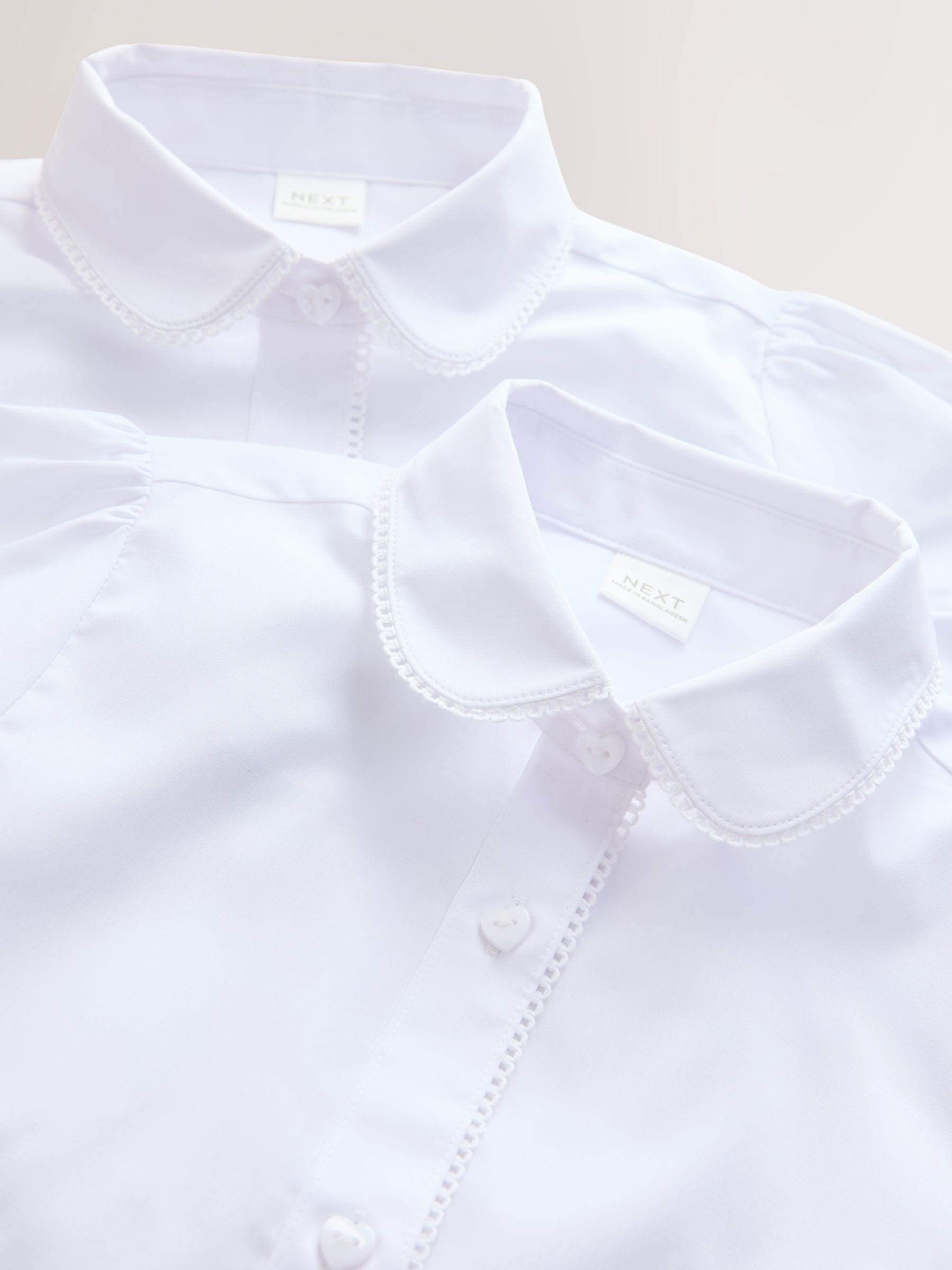 Dsiney Kidz - White 2 Pack Long Sleeve Lace Edge Collar School Shirts (3-14yrs) image 9