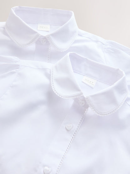 Dsiney Kidz - White 2 Pack Long Sleeve Lace Edge Collar School Shirts (3-14yrs) image 9