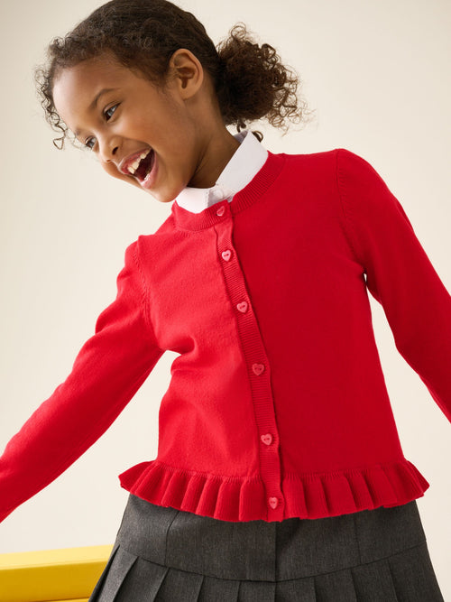 Dsiney Kidz - Red Cotton Rich Peplum School Cardigan (3-16yrs) image 1