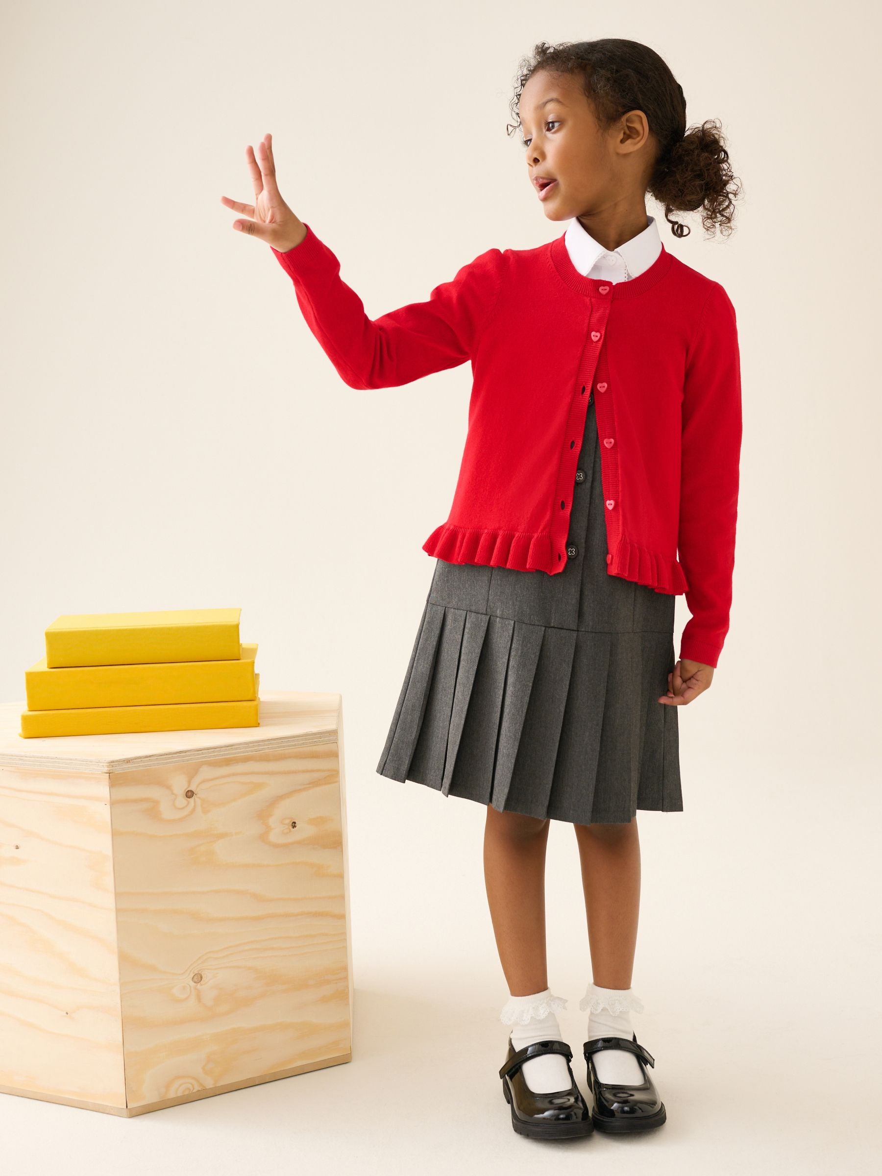 Dsiney Kidz - Red Cotton Rich Peplum School Cardigan (3-16yrs) image 2