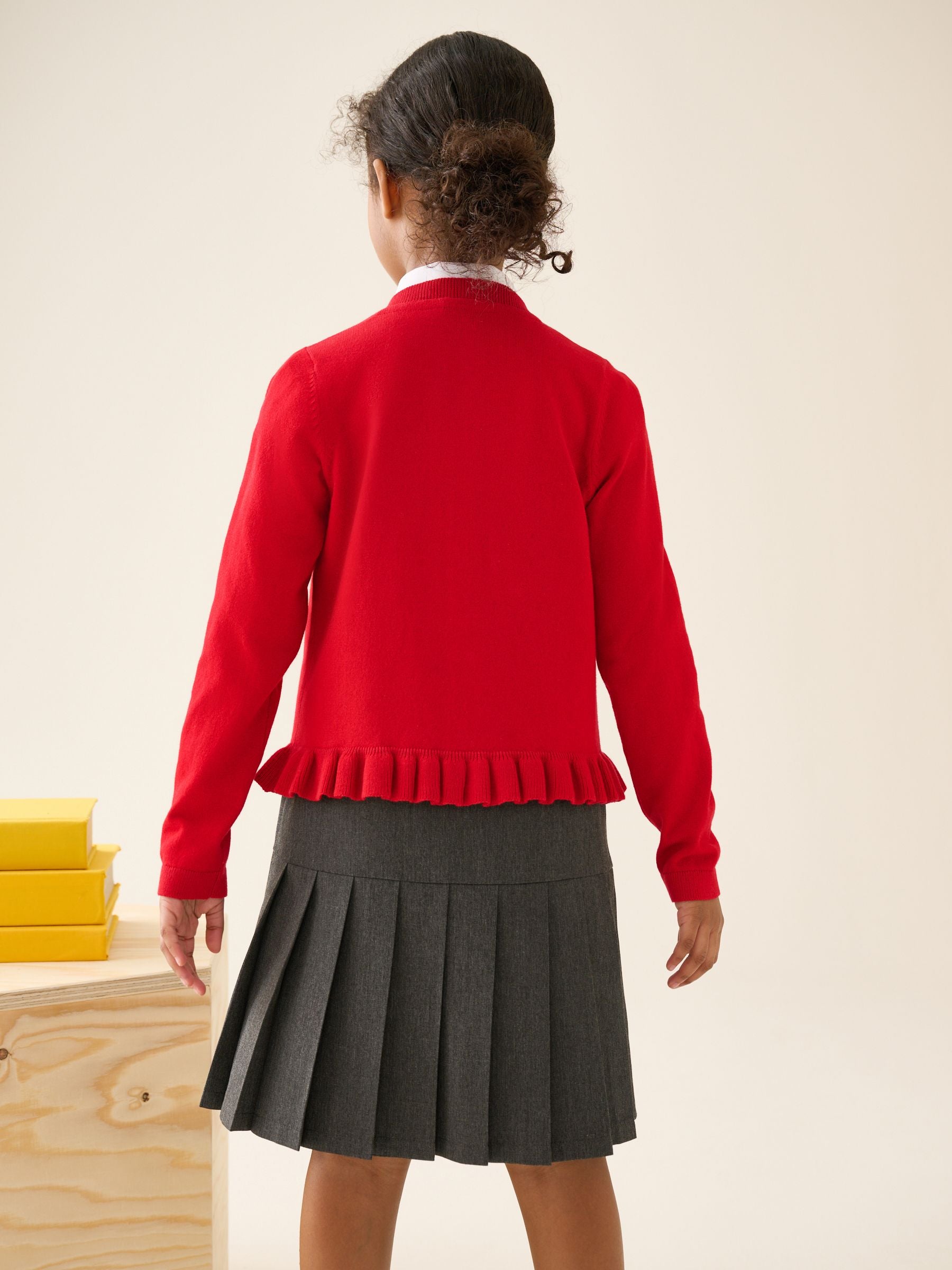 Dsiney Kidz - Red Cotton Rich Peplum School Cardigan (3-16yrs) image 4