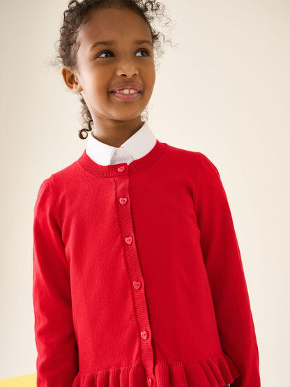 Dsiney Kidz - Red Cotton Rich Peplum School Cardigan (3-16yrs) image 5
