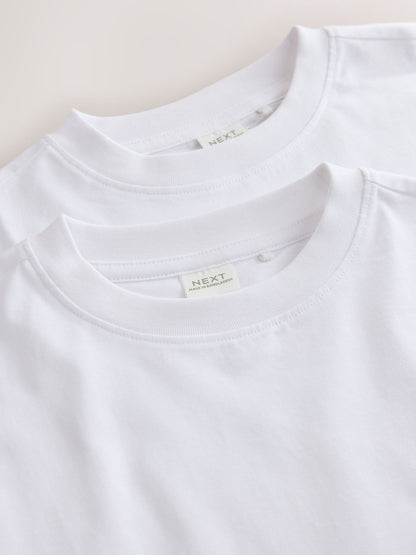 Dsiney Kidz - White Cotton Relaxed Fit Gym School T-Shirts 2 Pack (3-16yrs) image 13