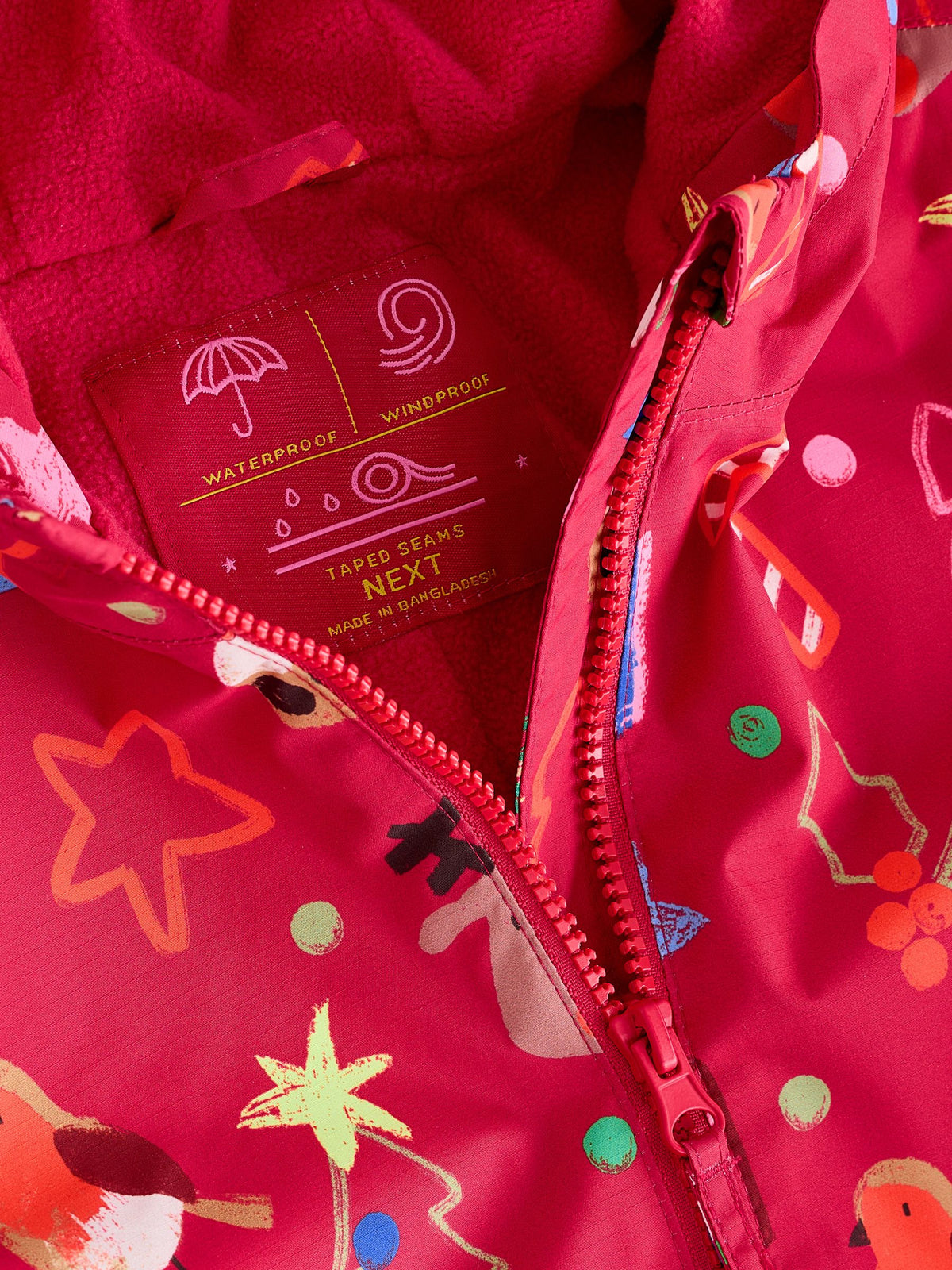 Red Christmas Waterproof Fleece Lined Puddlesuit (3mths-7yrs) - image 7