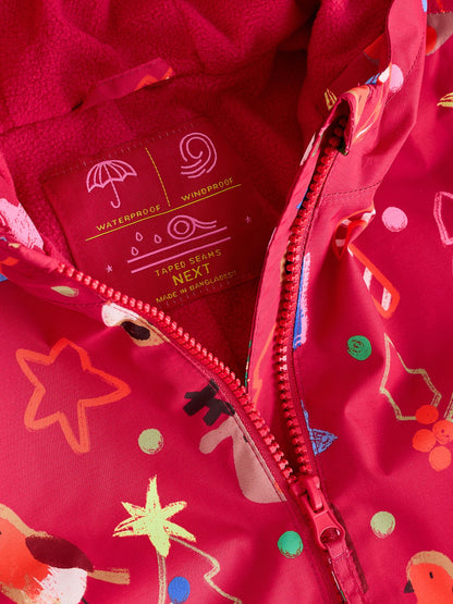 Red Christmas Waterproof Fleece Lined Puddlesuit (3mths-7yrs) - image 7