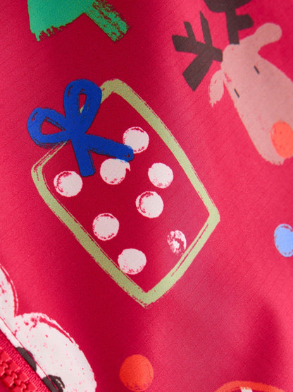 Red Christmas Waterproof Fleece Lined Puddlesuit (3mths-7yrs) - image 8