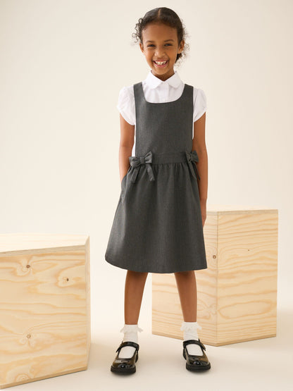 Dsiney Kidz - Grey Bow Waist School Pinafore Dress (3-14yrs) image 1