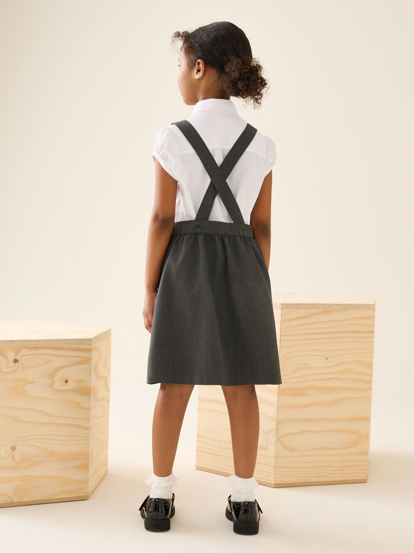 Dsiney Kidz - Grey Bow Waist School Pinafore Dress (3-14yrs) image 3