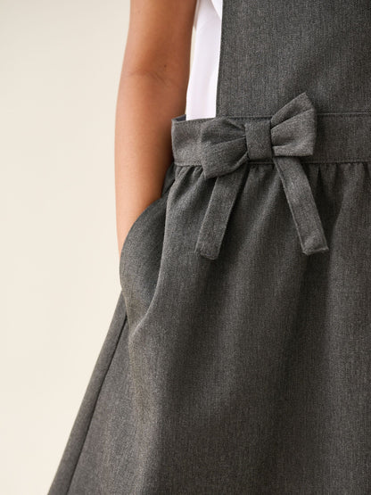 Dsiney Kidz - Grey Bow Waist School Pinafore Dress (3-14yrs) image 4