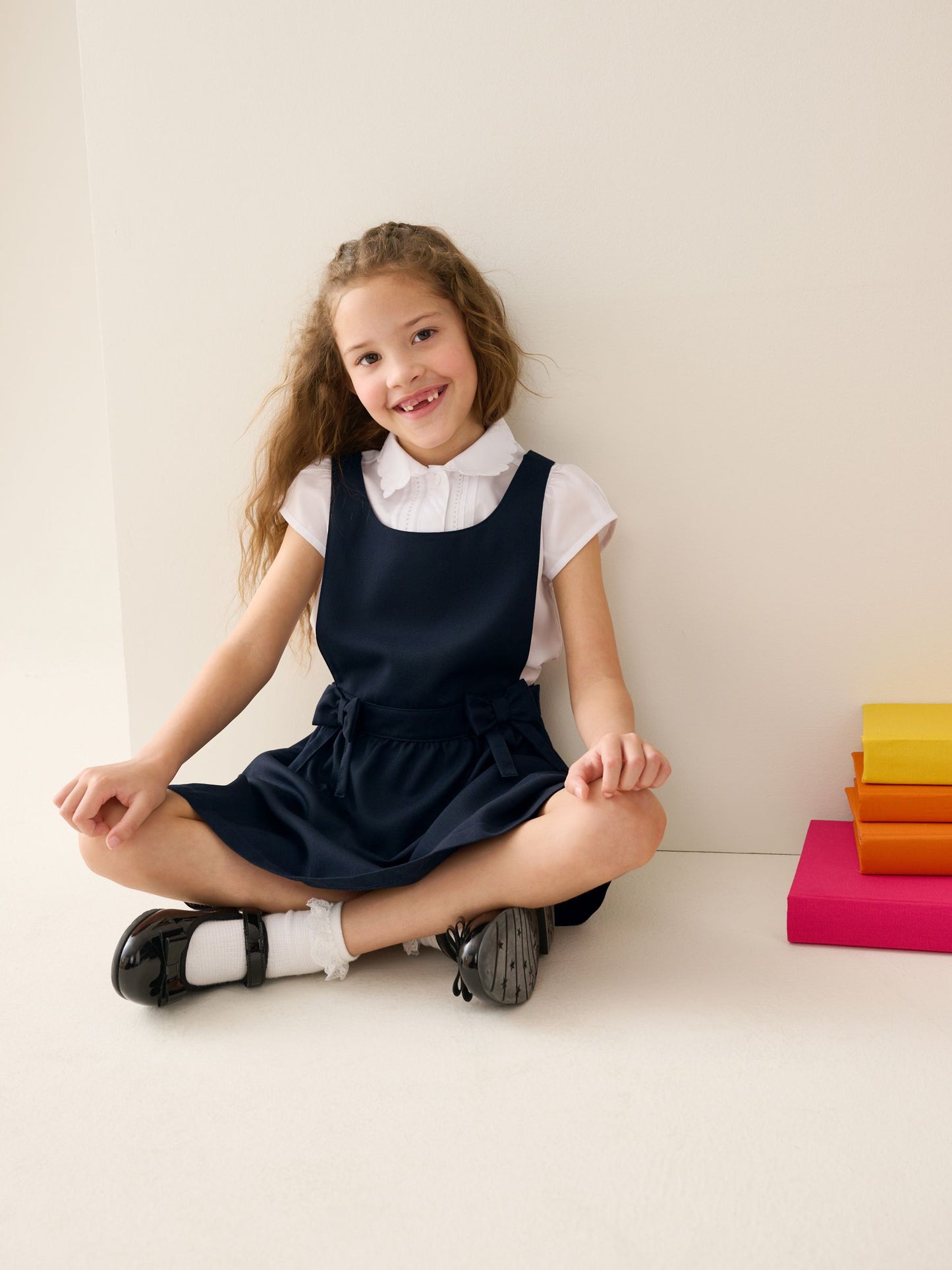 Navy Blue Bow Waist School Pinafore Dress (3-14yrs) image 3