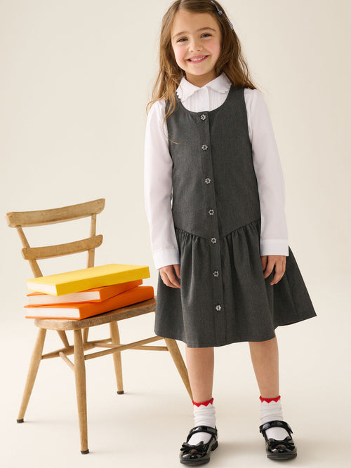 Dsiney Kidz - Grey Drop Waist Pinafore School Dress (3-14yrs) image 1