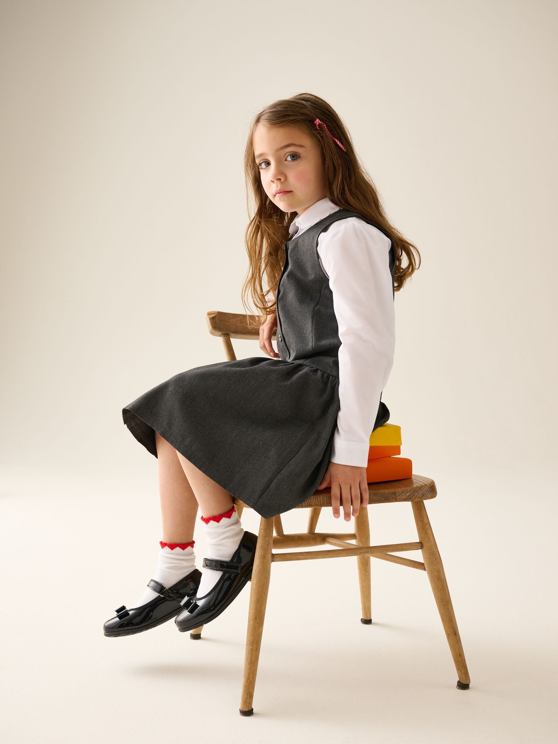 Dsiney Kidz - Grey Drop Waist Pinafore School Dress (3-14yrs) image 2