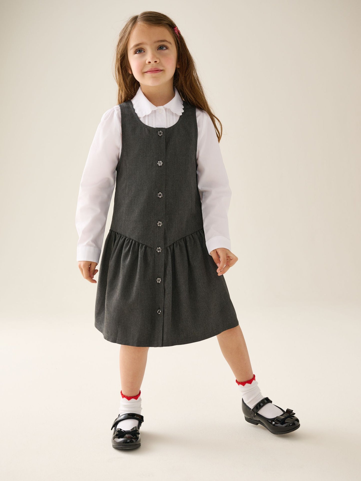 Dsiney Kidz - Grey Drop Waist Pinafore School Dress (3-14yrs) image 3