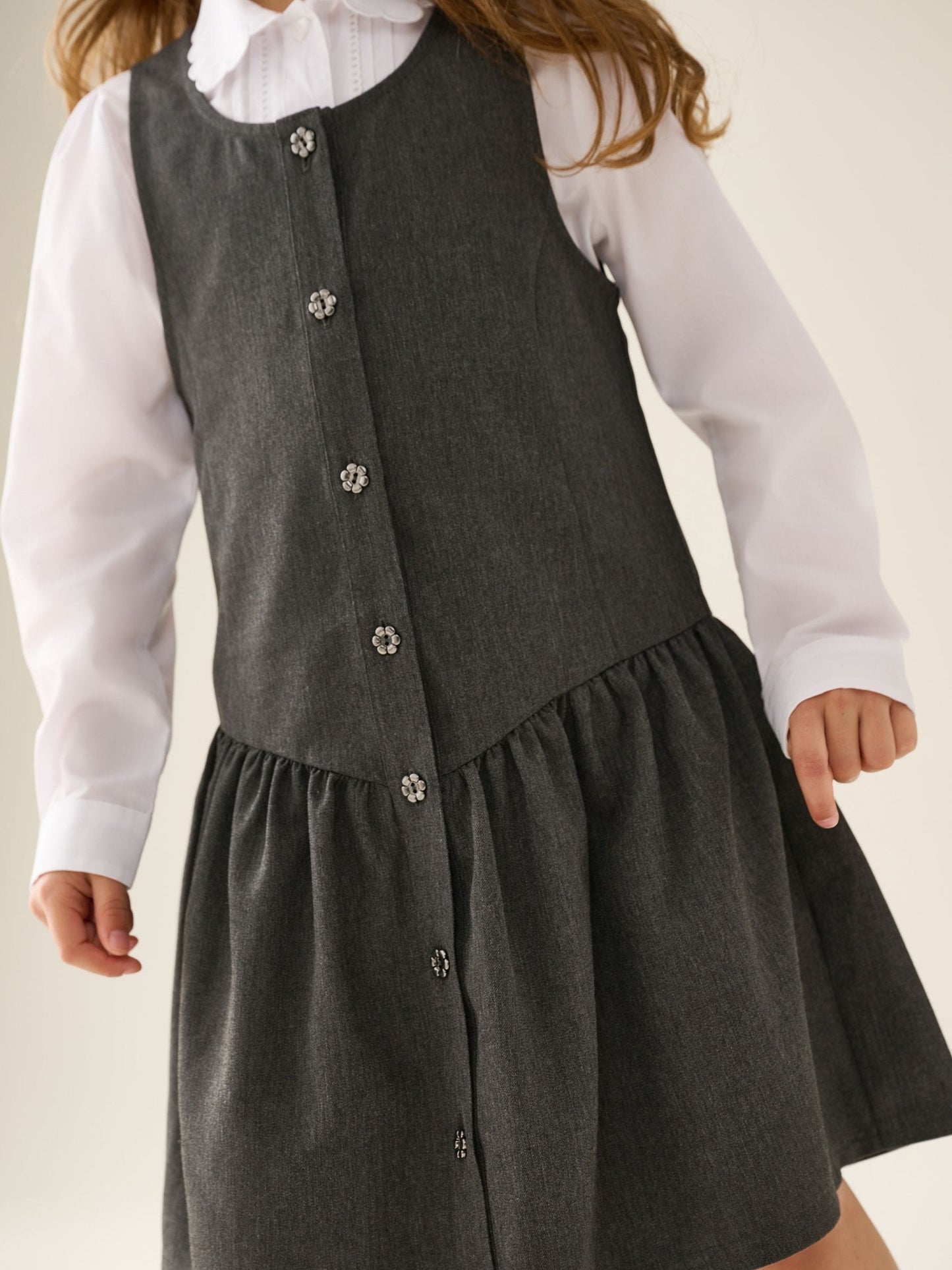 Dsiney Kidz - Grey Drop Waist Pinafore School Dress (3-14yrs) image 5