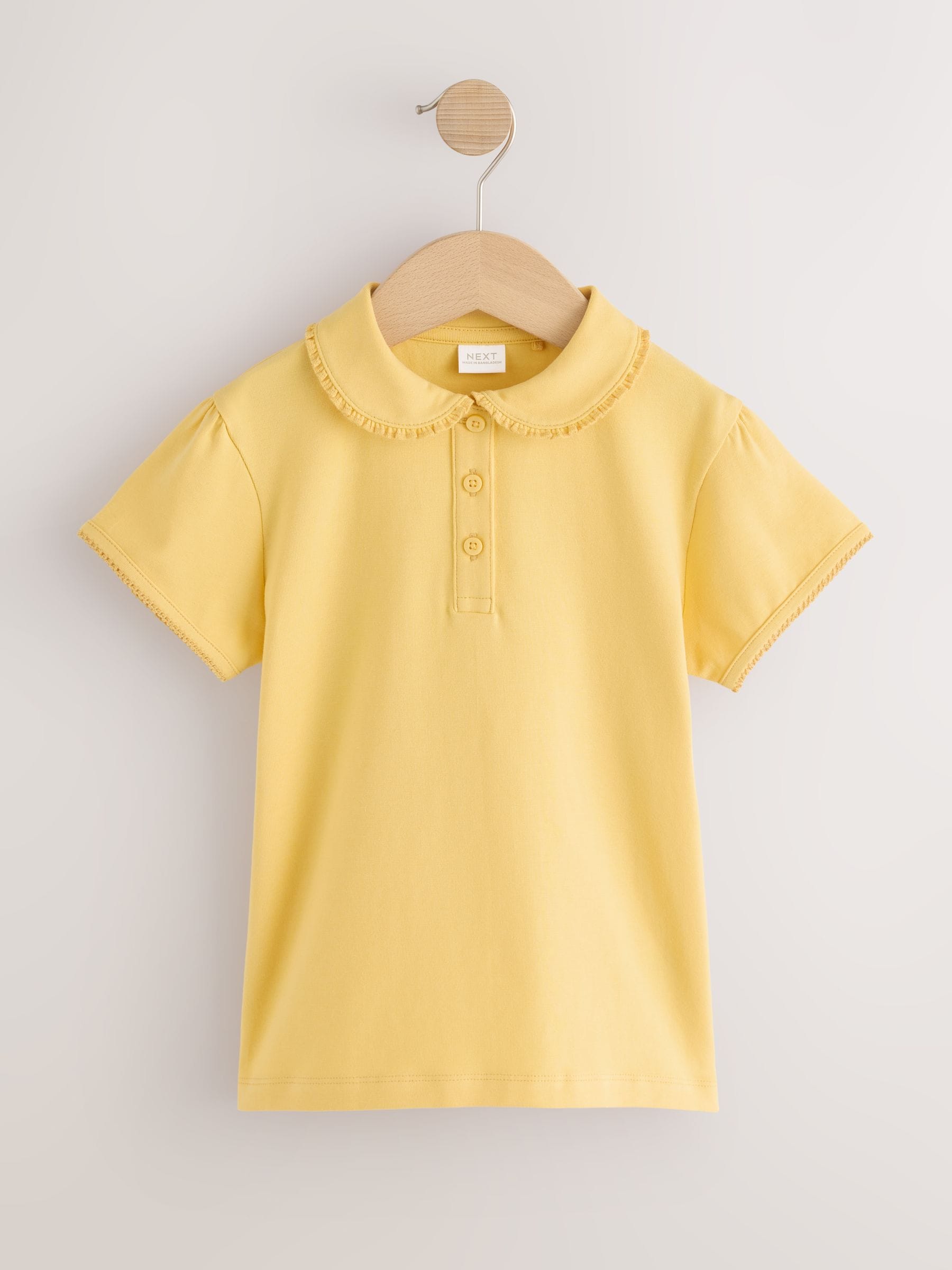 Dsiney Kidz - Yellow Girls Cotton Stretch Frill Collar School Polo Tops 2 Pack (3-16yrs) image 2