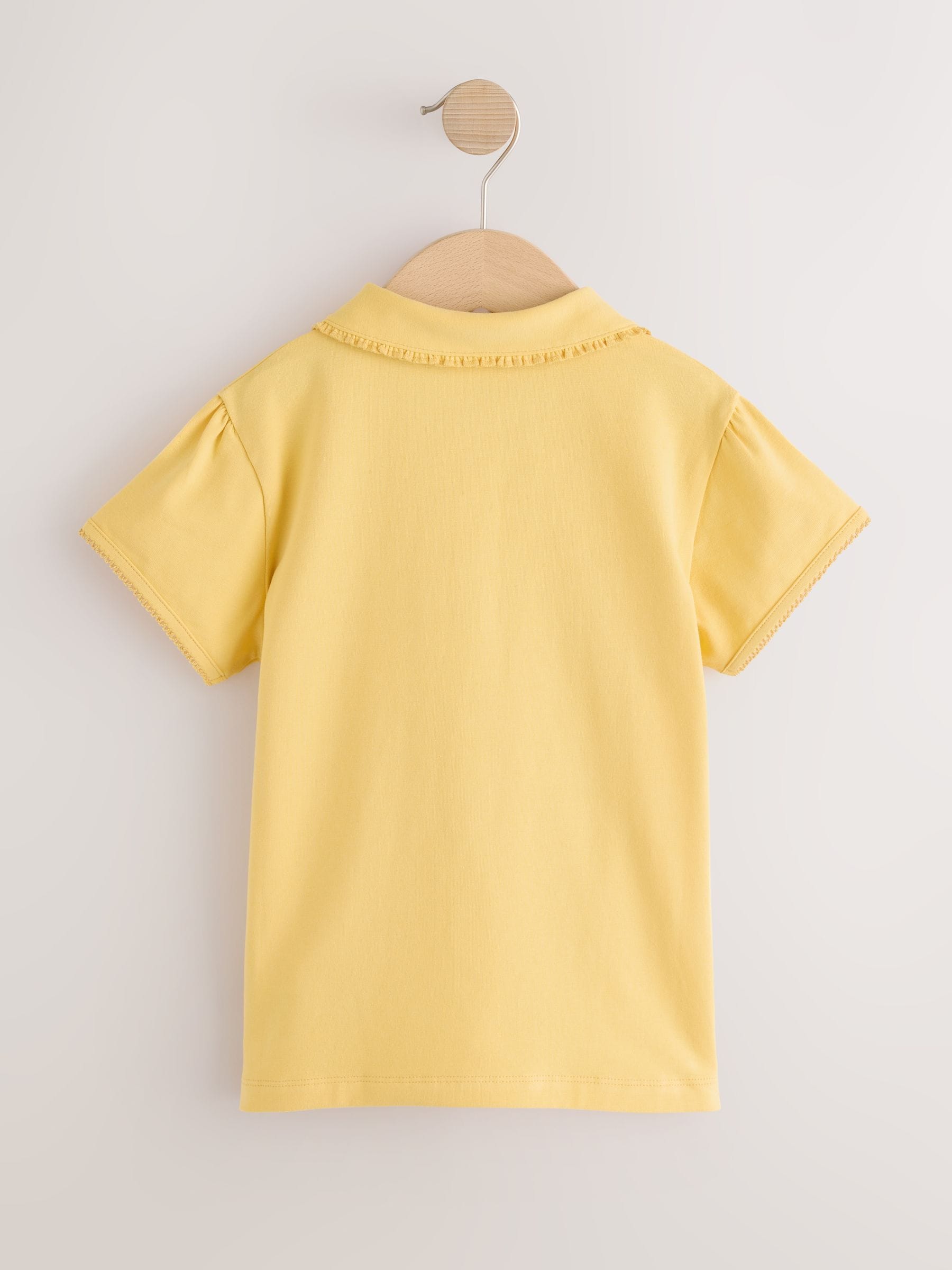 Dsiney Kidz - Yellow Girls Cotton Stretch Frill Collar School Polo Tops 2 Pack (3-16yrs) image 3