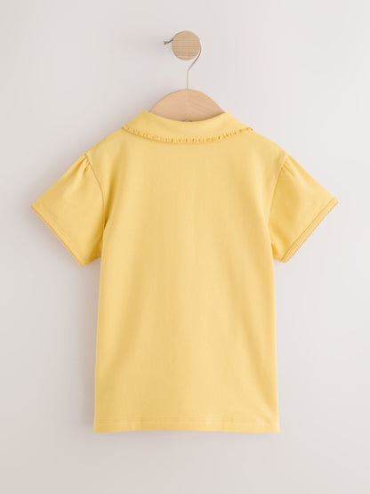 Dsiney Kidz - Yellow Girls Cotton Stretch Frill Collar School Polo Tops 2 Pack (3-16yrs) image 3