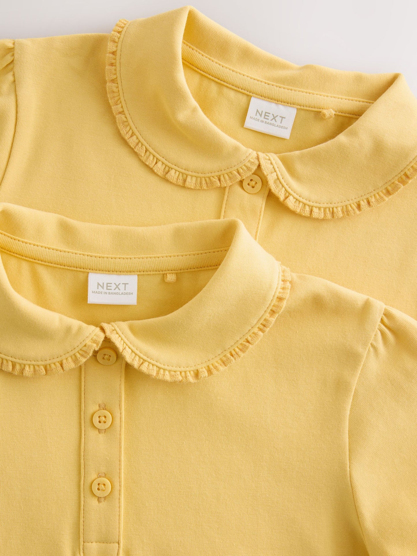 Dsiney Kidz - Yellow Girls Cotton Stretch Frill Collar School Polo Tops 2 Pack (3-16yrs) image 5