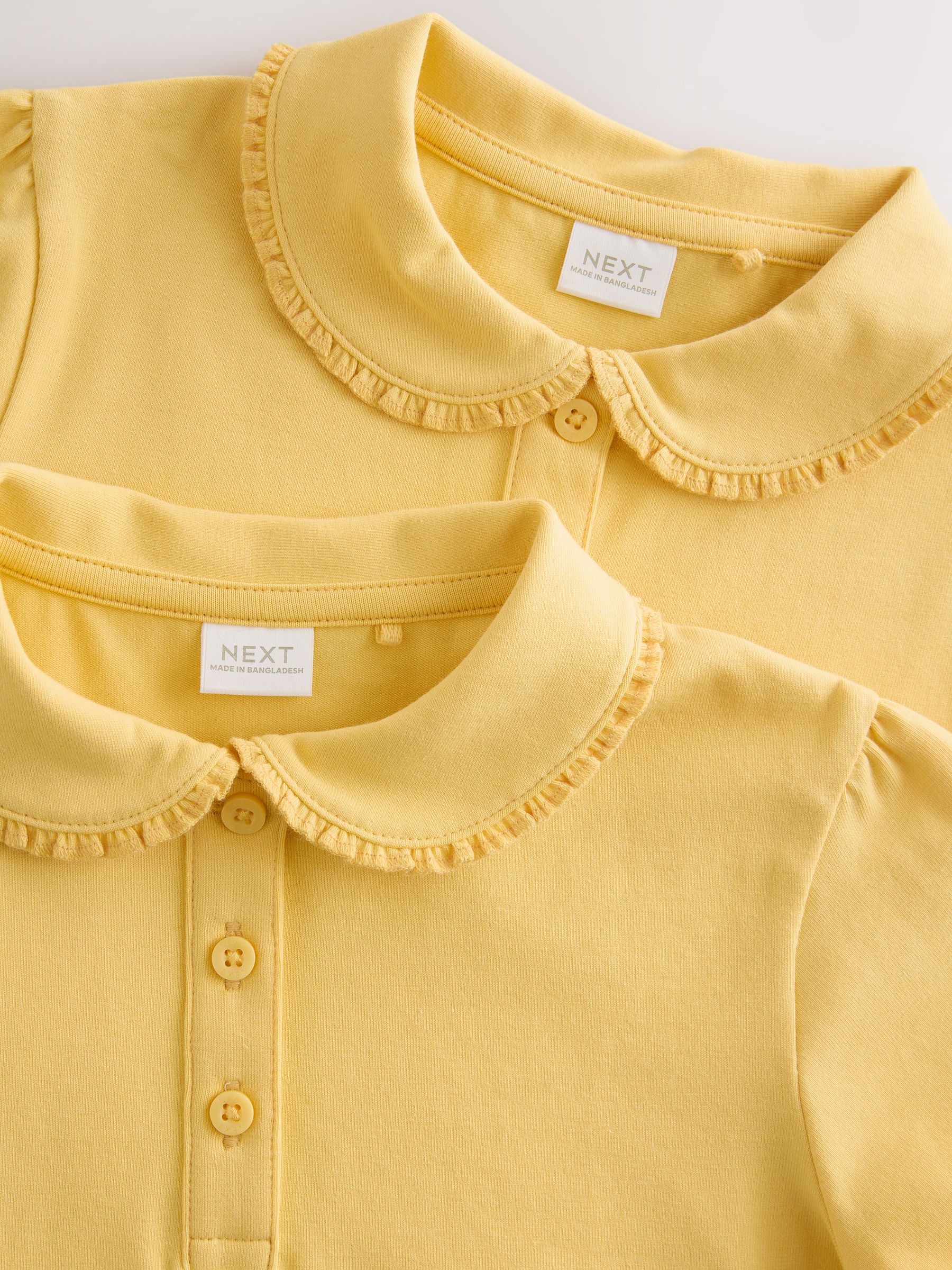Dsiney Kidz - Yellow Girls Cotton Stretch Frill Collar School Polo Tops 2 Pack (3-16yrs) image 5