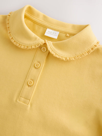Dsiney Kidz - Yellow Girls Cotton Stretch Frill Collar School Polo Tops 2 Pack (3-16yrs) image 6