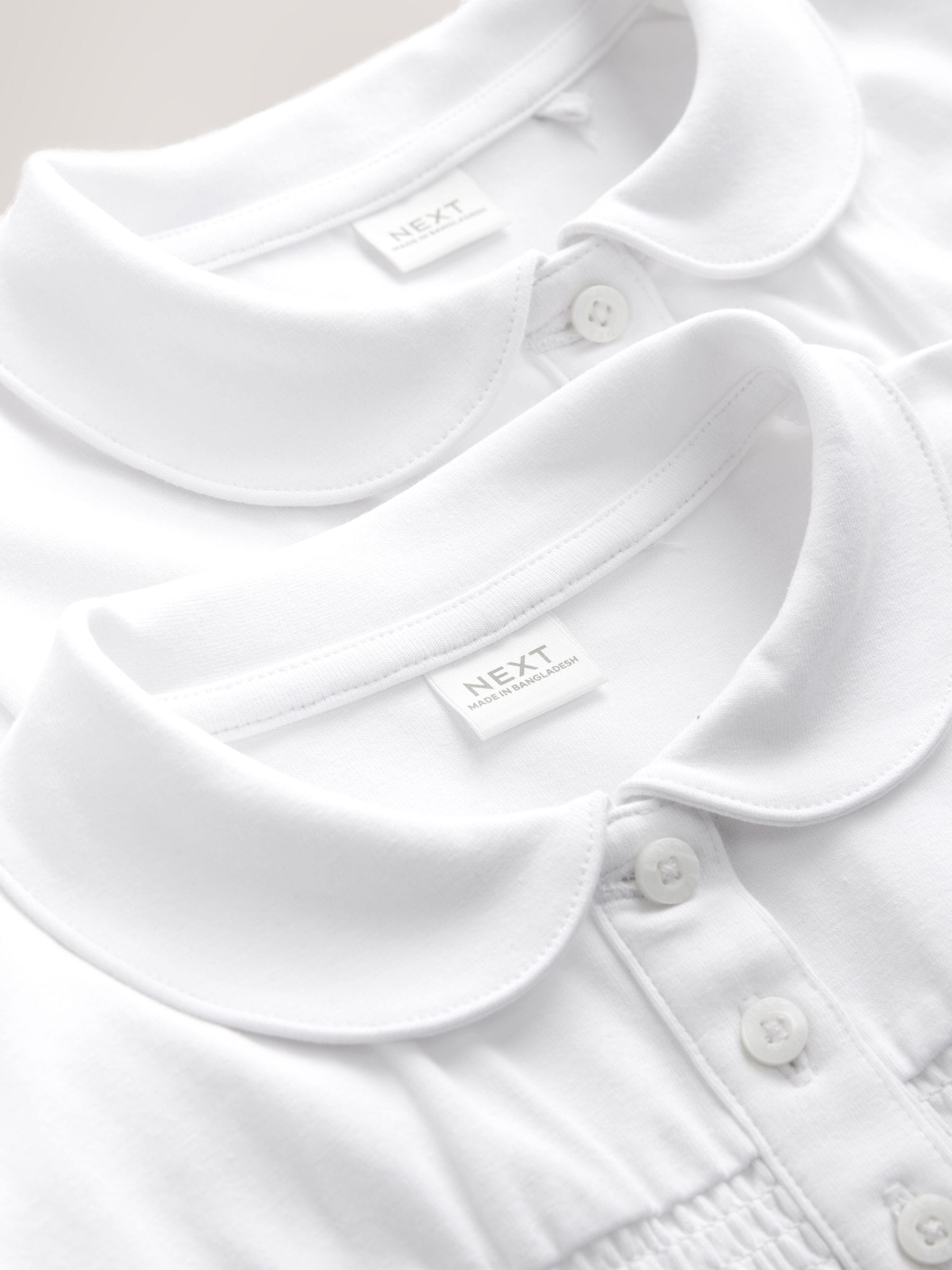 Dsiney Kidz - White 2 Pack Cotton Stretch Smocked Jersey School Tops (3-14yrs) image 8