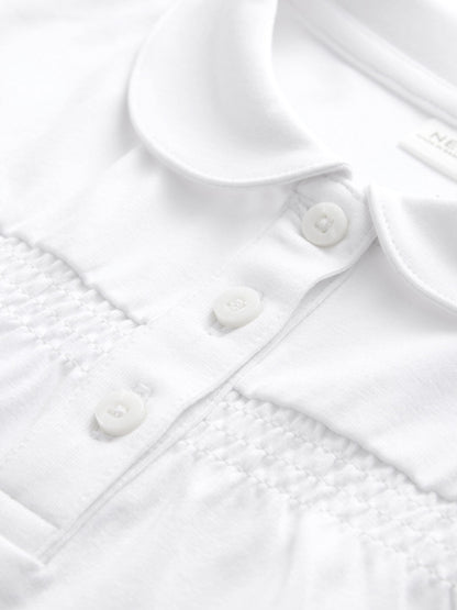 Dsiney Kidz - White 2 Pack Cotton Stretch Smocked Jersey School Tops (3-14yrs) image 9