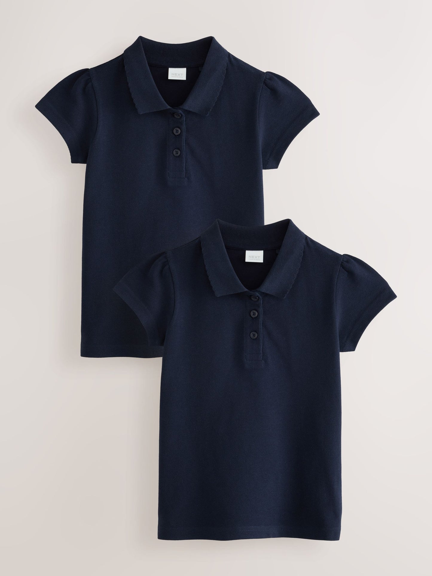 Dsiney Kidz - Navy Blue Regular Fit Girls 2 Pack Cotton Short Sleeve Polo Shirts (3-16yrs) image 1