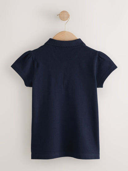 Dsiney Kidz - Navy Blue Regular Fit Girls 2 Pack Cotton Short Sleeve Polo Shirts (3-16yrs) image 3