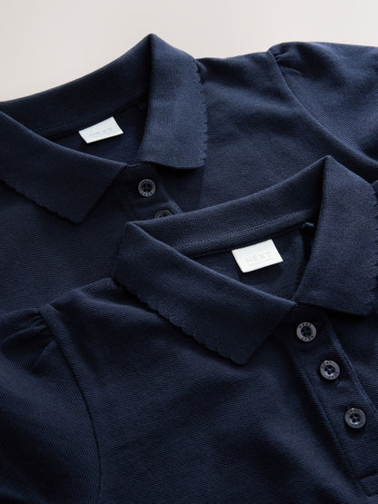 Dsiney Kidz - Navy Blue Regular Fit Girls 2 Pack Cotton Short Sleeve Polo Shirts (3-16yrs) image 5