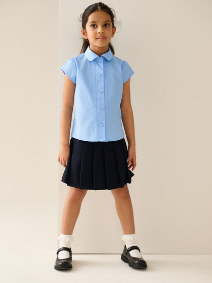 Dsiney Kidz - Light Blue Regular Fit Girls Puff Sleeve Lace Trim School Blouse (3-14yrs) image 2