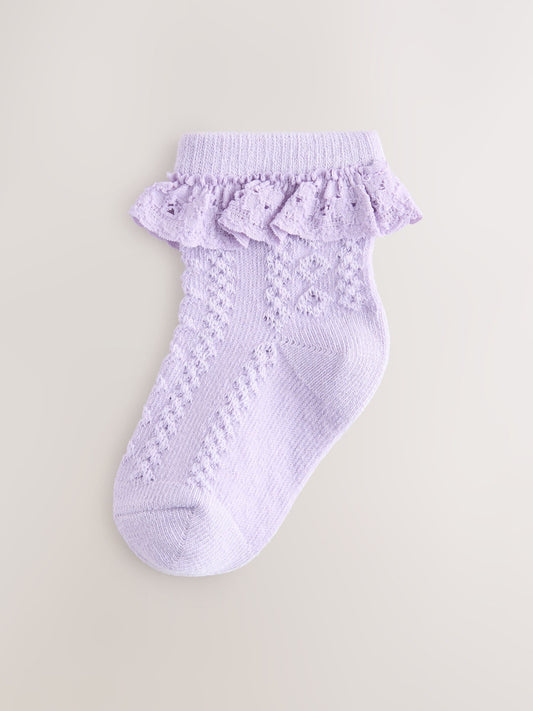 Pink and Blue Lace Baby Socks 7 Pack image 2