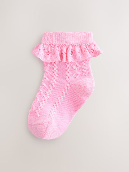 Pink and Blue Lace Baby Socks 7 Pack image 5