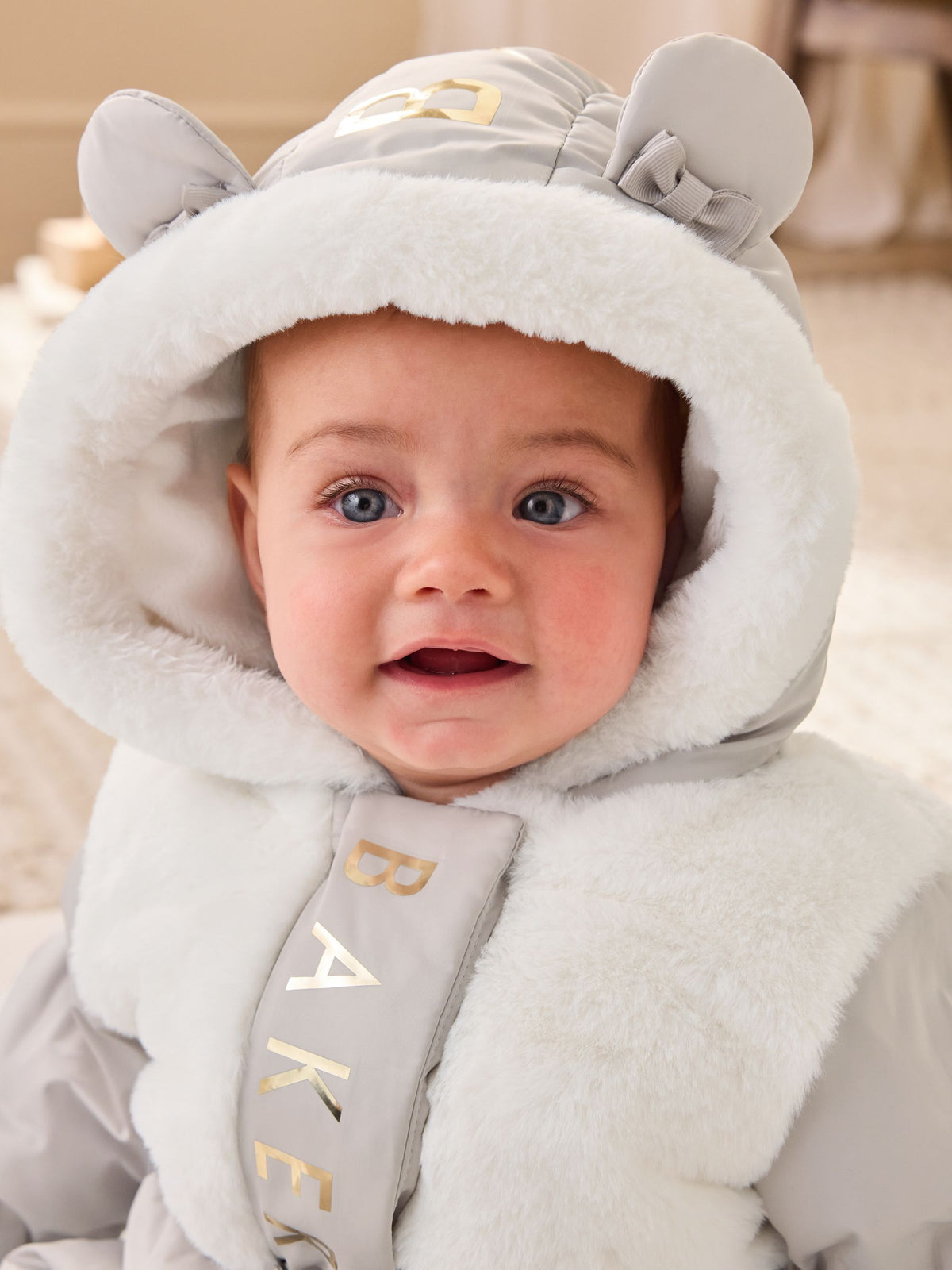 Baker by Ted Baker Cream Shower Resistant Fur Mix Padded Snowsuit - image 4