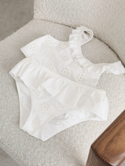 Reiss White Maxine 3-9 yrs Broderie Peplum Bikini Set image 1