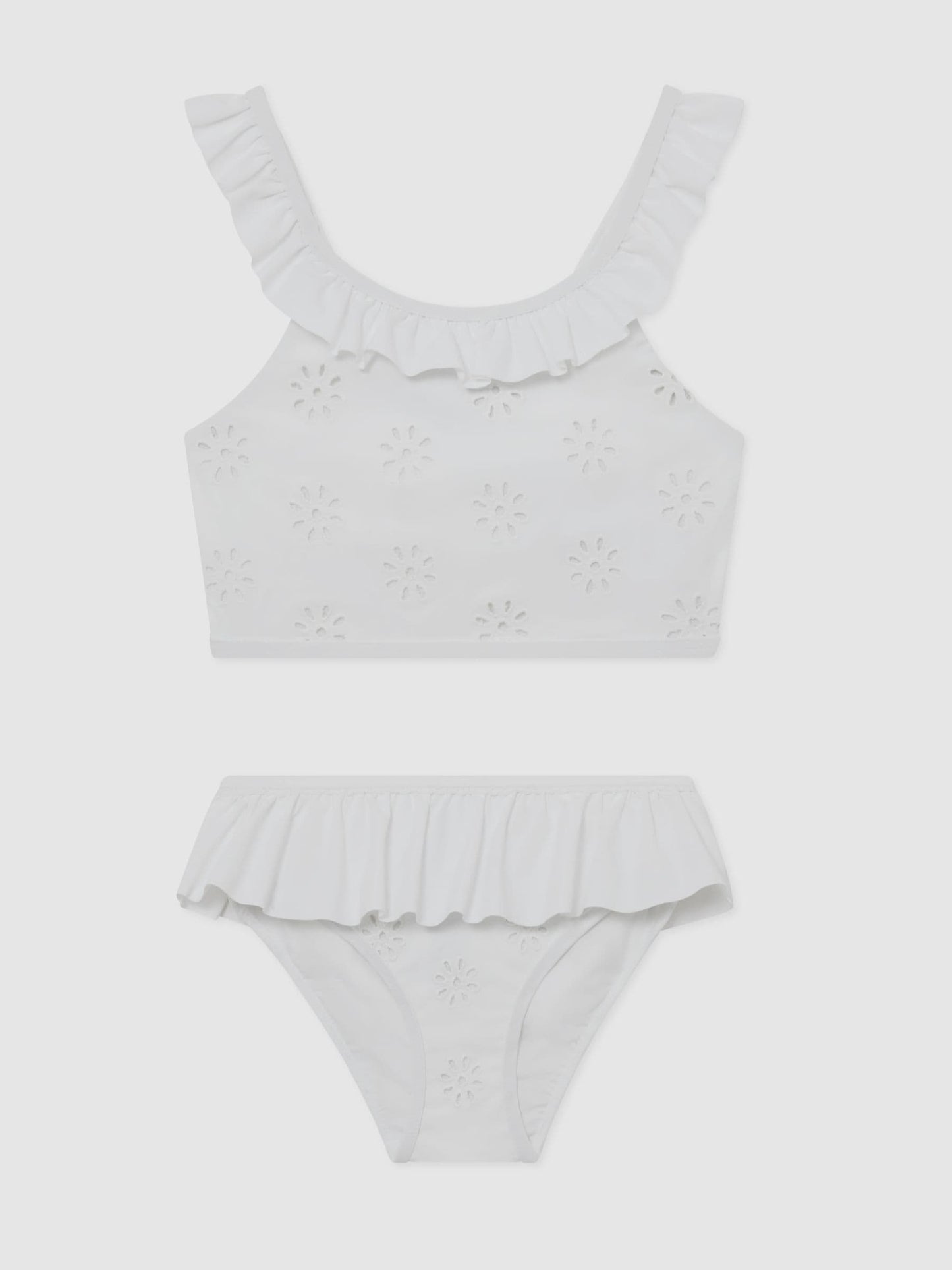 Reiss White Maxine 3-9 yrs Broderie Peplum Bikini Set image 3