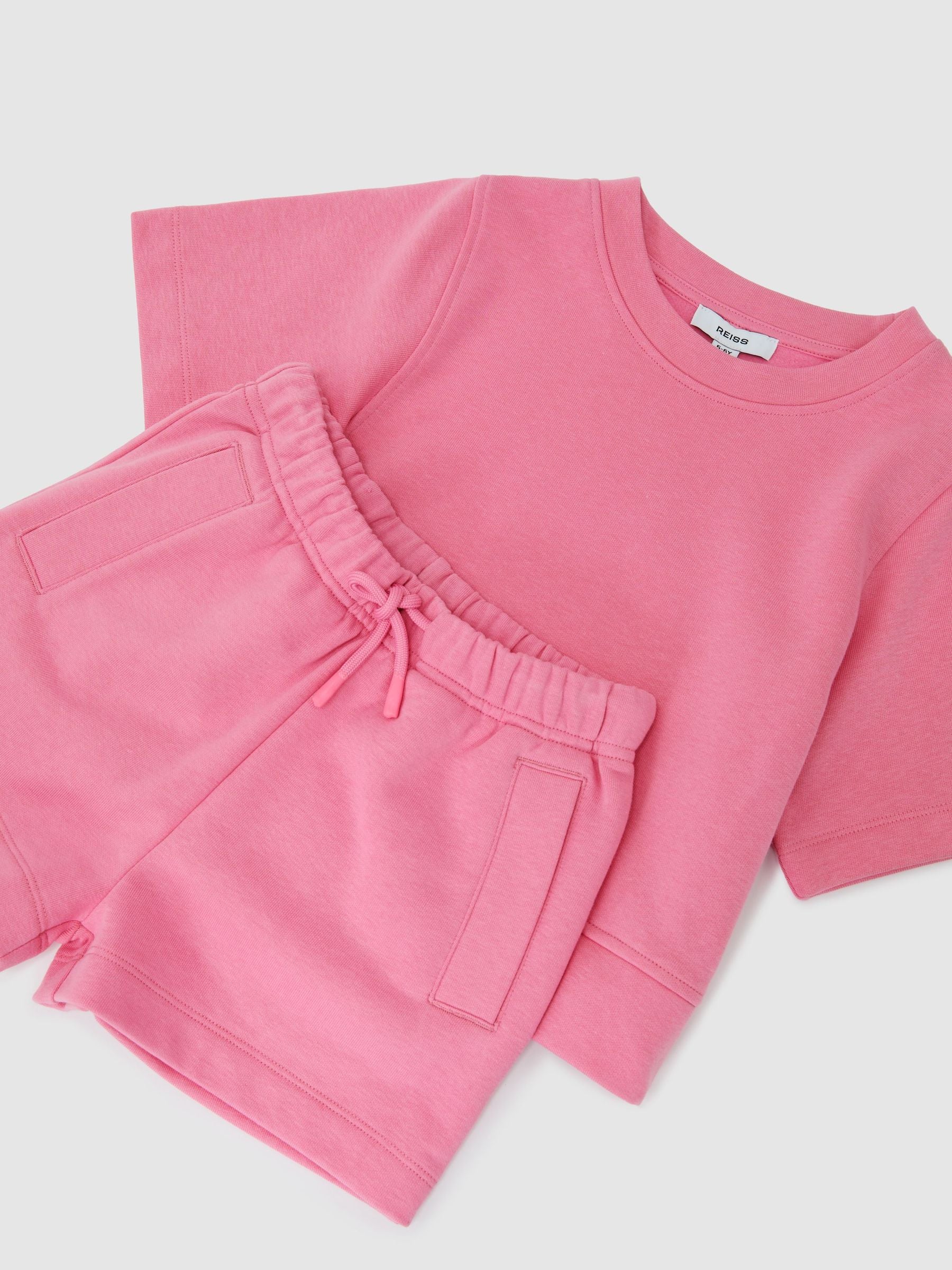 Reiss Pink Meg 13-14 yrs Cotton-Blend Sweatshirt And Shorts Set image 1