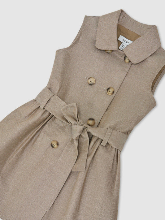 Reiss Bronze Diana 13-14 yrs Cotton-Blend Metallic-Weave Shirt Dress image 1
