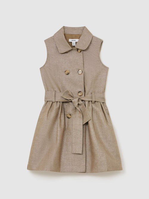 Reiss Bronze Diana 3-9 yrs Cotton-Blend Metallic-Weave Shirt Dress image 1