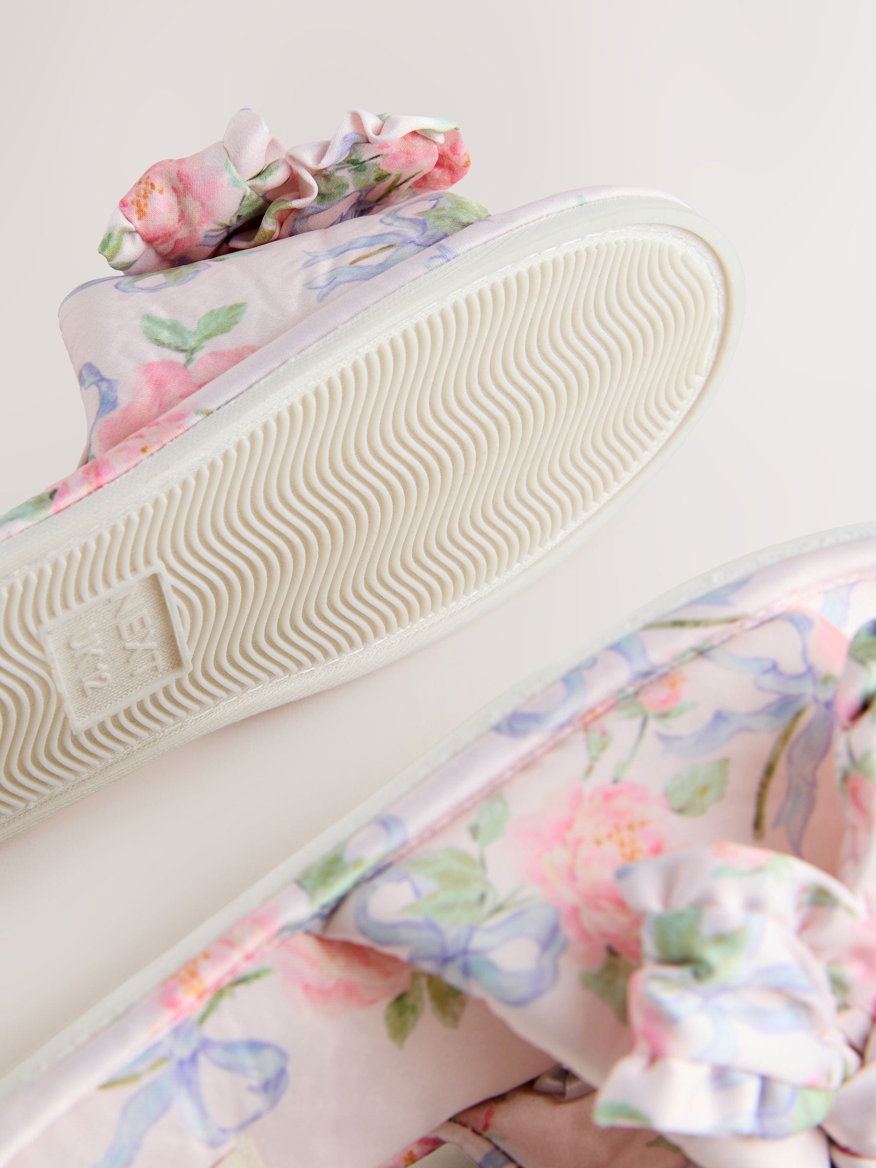 Pink Floral Satin Slider Slippers image 5