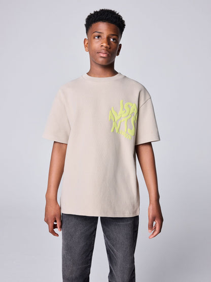 Dsiney Kidz - smALLSAINTS Neutral/Waffle Oversized Orlando Logo Crew Neck T-Shirt image 1