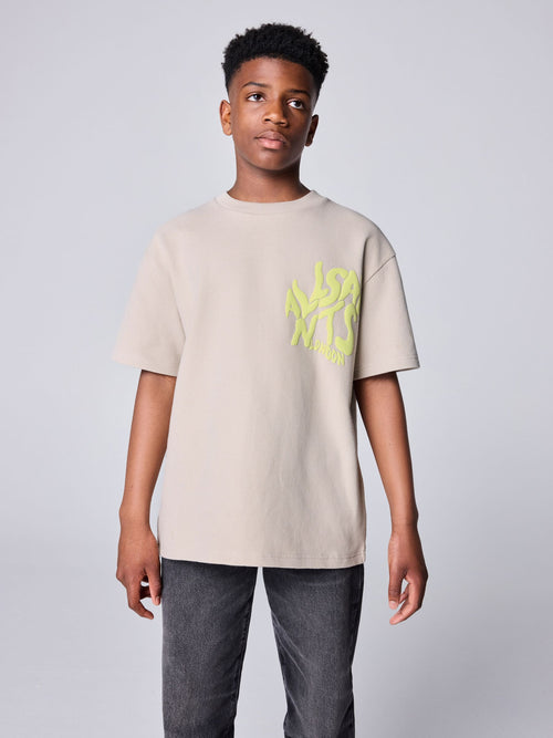 Dsiney Kidz - smALLSAINTS Neutral/Waffle Oversized Orlando Logo Crew Neck T-Shirt image 1