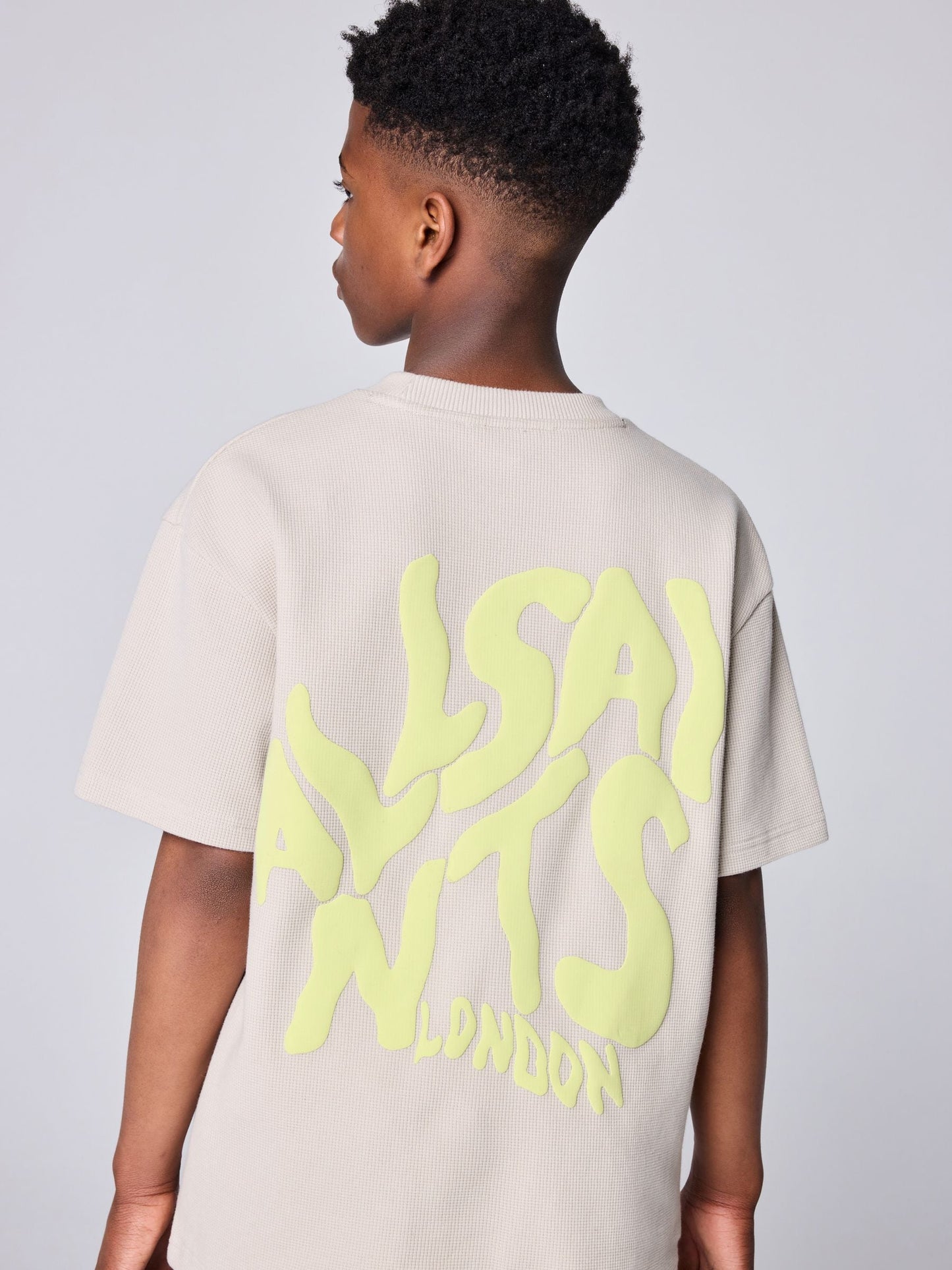 Dsiney Kidz - smALLSAINTS Neutral/Waffle Oversized Orlando Logo Crew Neck T-Shirt image 2