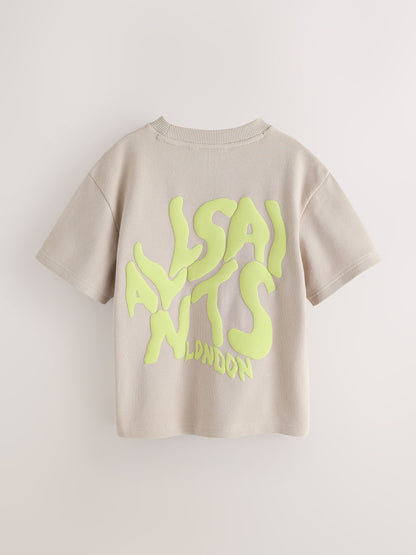 Dsiney Kidz - smALLSAINTS Neutral/Waffle Oversized Orlando Logo Crew Neck T-Shirt image 5