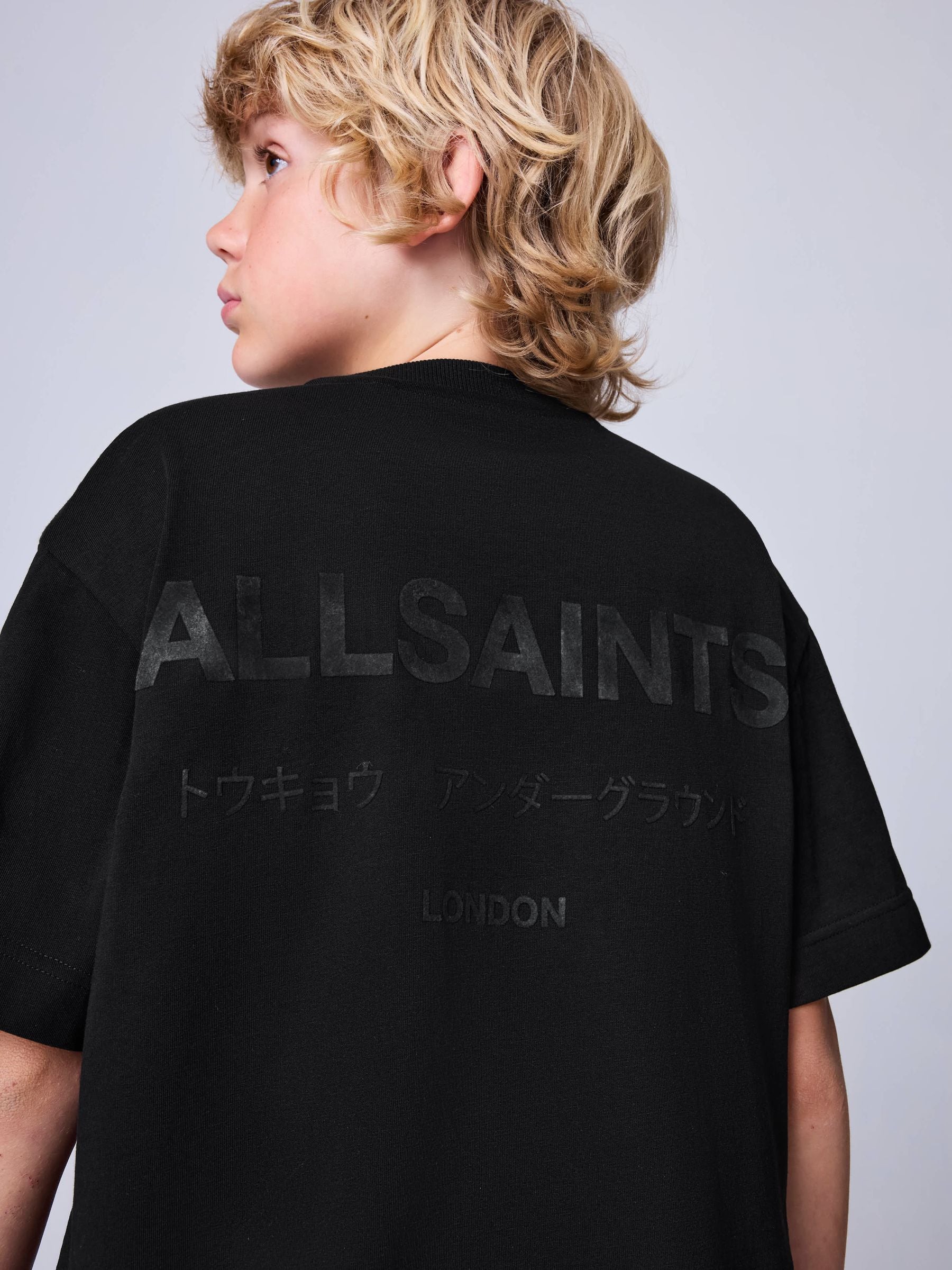 Dsiney Kidz - smALLSAINTS Black/ Khaki Flock Oversized Underground Crew Cotton T-Shirt image 1