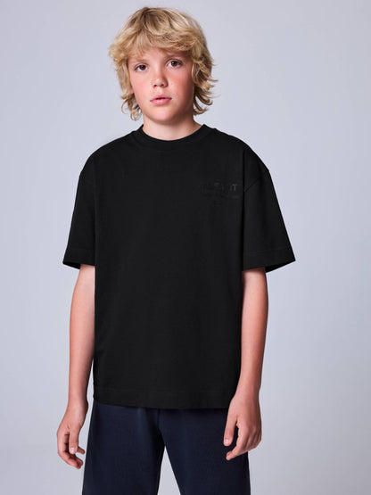 Dsiney Kidz - smALLSAINTS Black/ Khaki Flock Oversized Underground Crew Cotton T-Shirt image 2