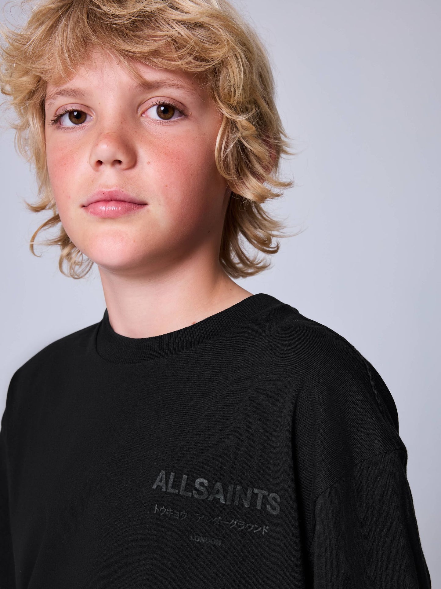 Dsiney Kidz - smALLSAINTS Black/ Khaki Flock Oversized Underground Crew Cotton T-Shirt image 5