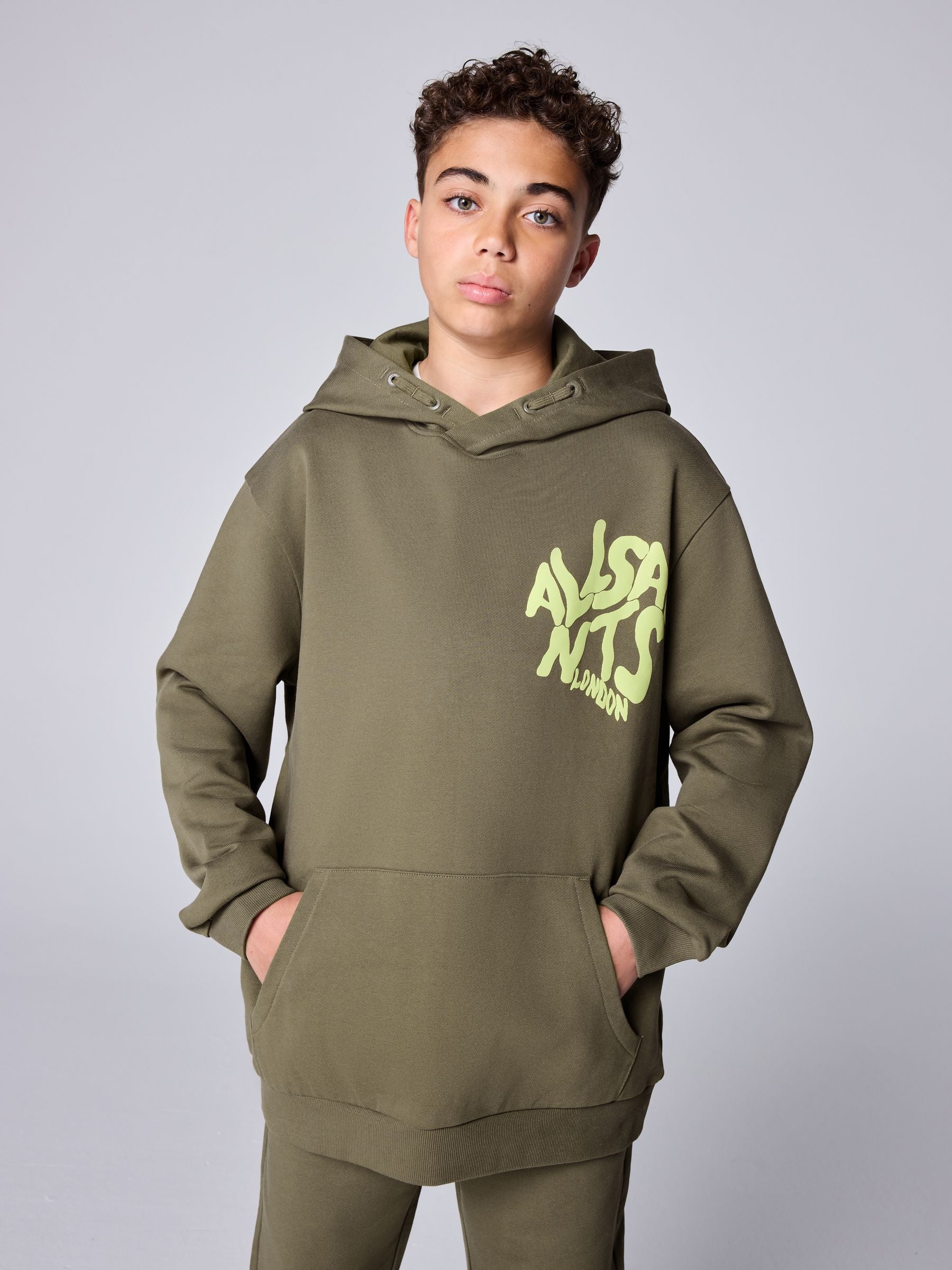 Dsiney Kidz - smALLSAINTS Khaki Green Oversized Orlando Pullover Hoodie image 1