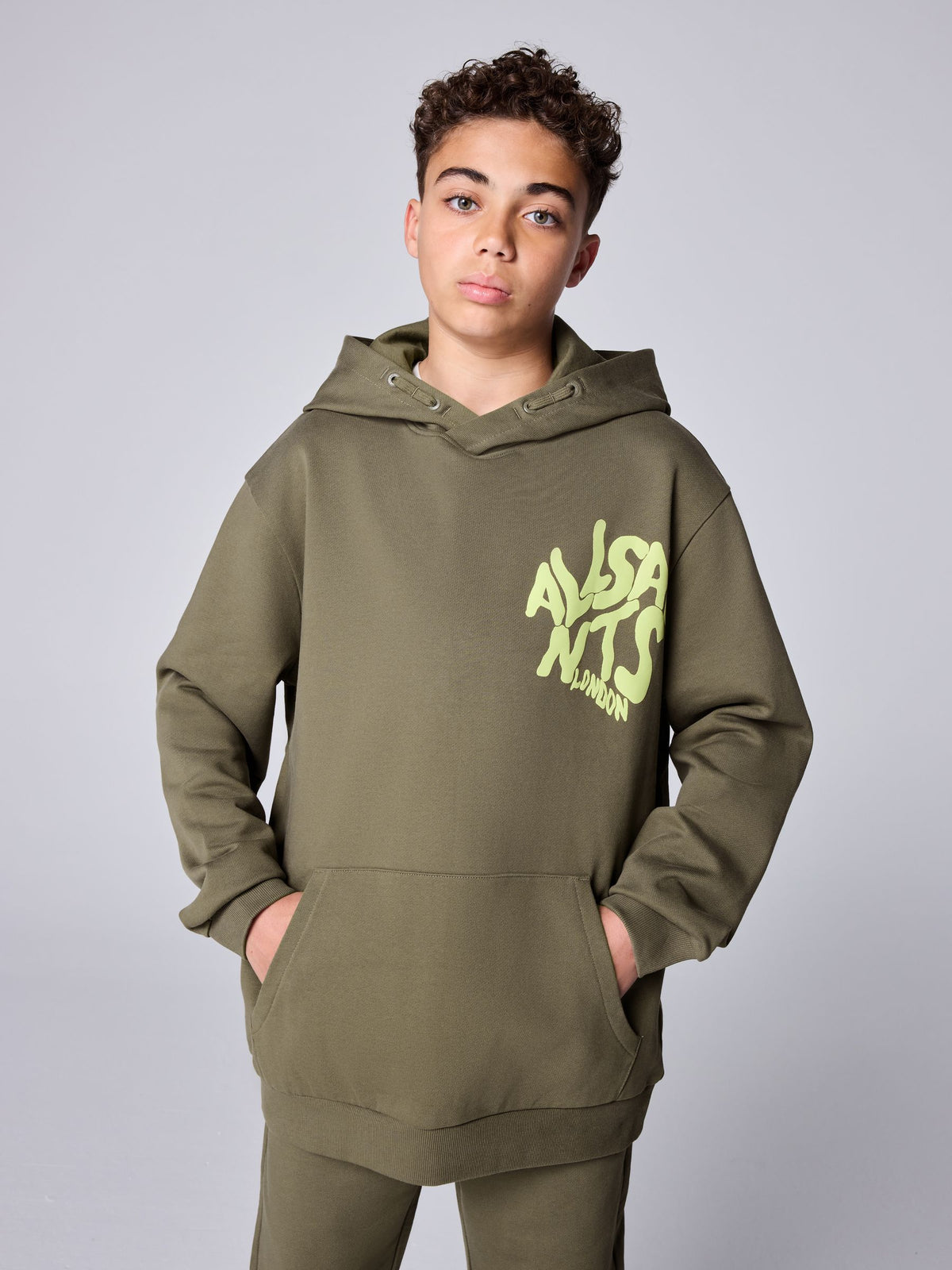 Dsiney Kidz - smALLSAINTS Khaki Green Oversized Orlando Pullover Hoodie image 1