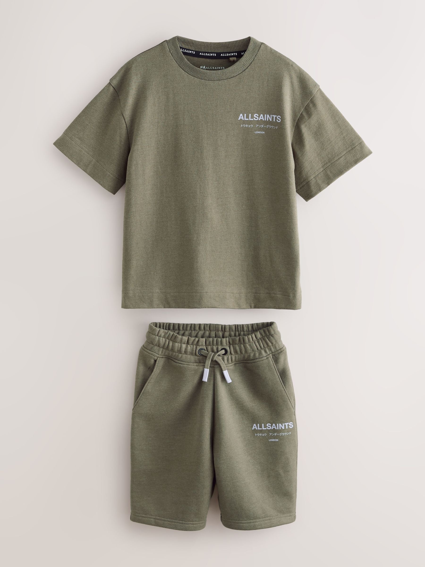 Dsiney Kidz - smALLSAINTS Khaki Green Underground T-Shirt and Sweat Shorts Set image 1